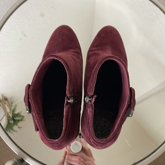 Vince Camuto red suede booties with buckle size 7.5 - Picture 7 of 9